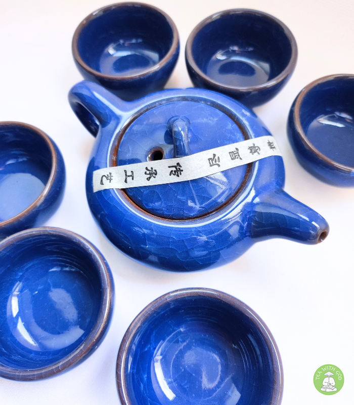 Чайний набір 6 піал та чайник "Синій"