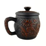 Глиняний чайний кухоль «Подих Хмар» з кришкою та рельєфним орнаментом