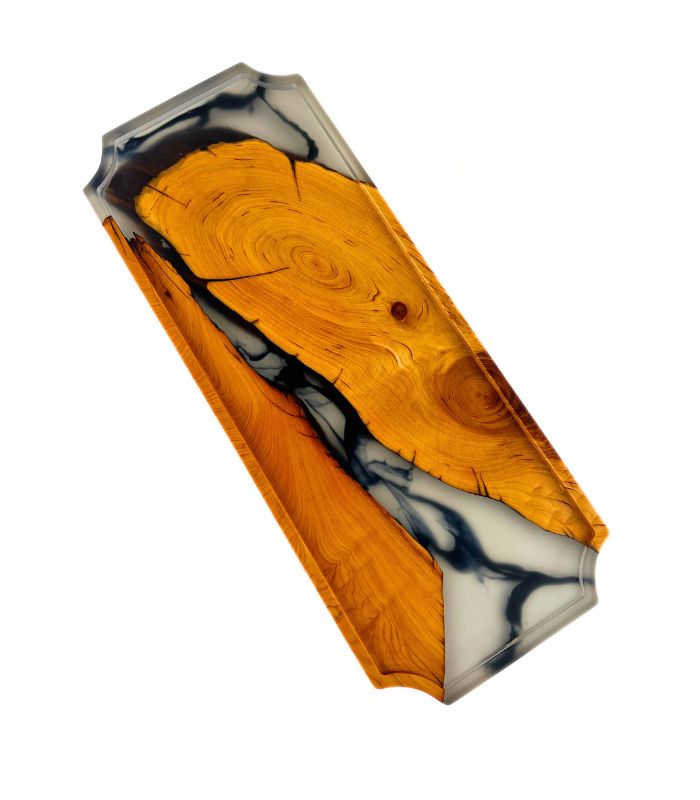 Чайна дошка (Чабань) з натурального дерева та епоксидної смоли прямокутна