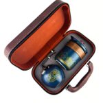 Портативний набір для чайної церемонії у коричневому travel-кейсі (3 піали)