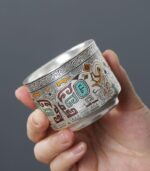 Елітний портативний набір для Гунфу Ча зі срібла та кераміки - Зображення 3